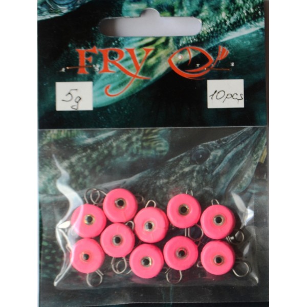 Груз ушастый для рыбалки, таблетка (эксцентрик) цвет Silvereyes Pink, 10шт в уп., вес 5г